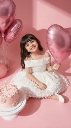 Ivory Royal Petal Fringe Princess Dress