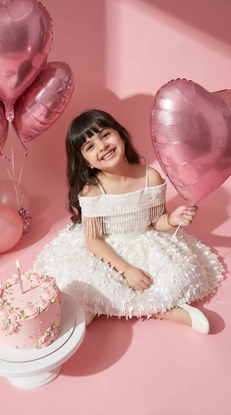 Ivory Royal Petal Fringe Princess Dress