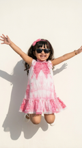 Blush Pink Tie-Dye Ruffle Hem Girls Summer Dress