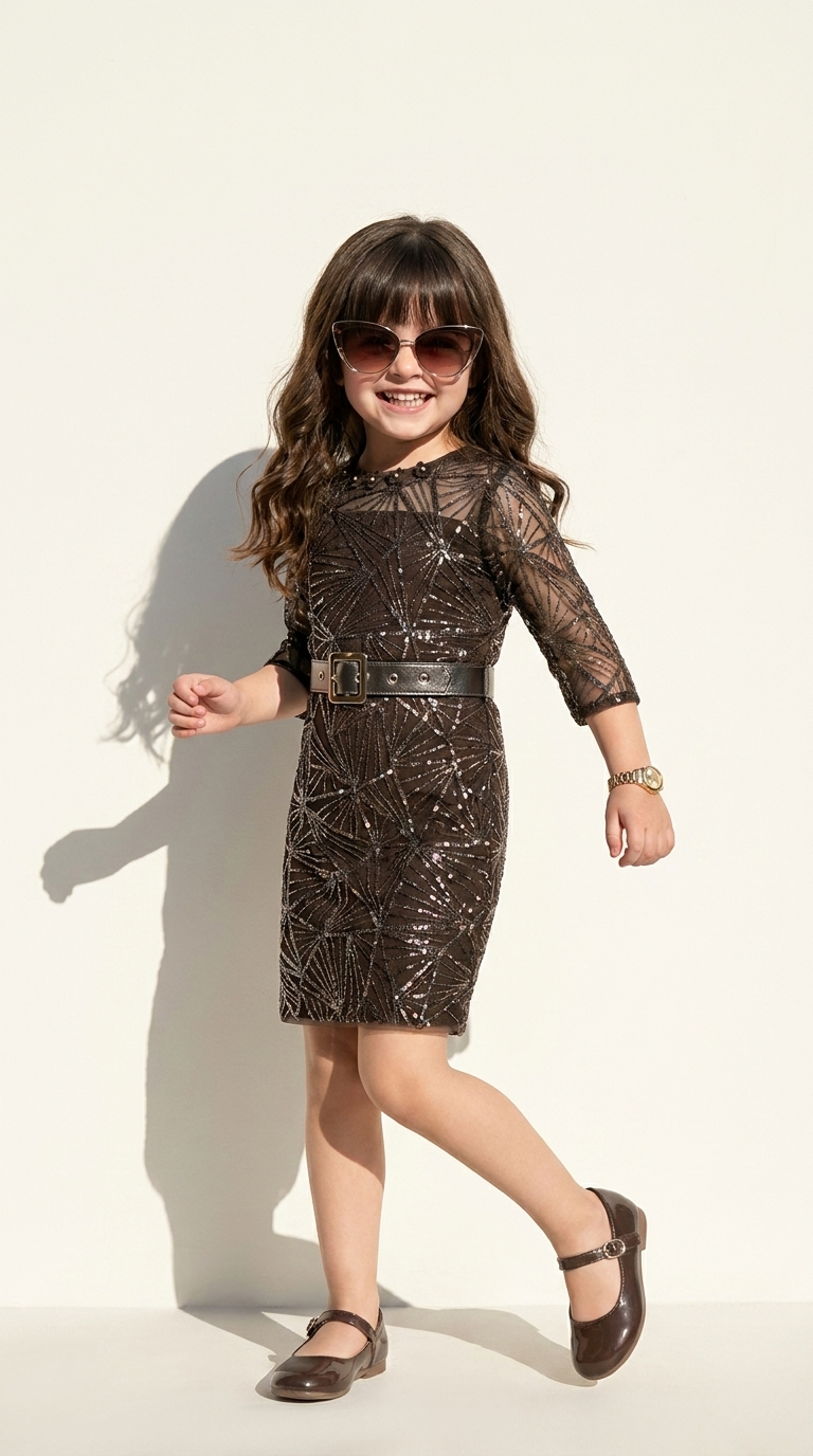 Midnight Sparkle Geometric Party Dress