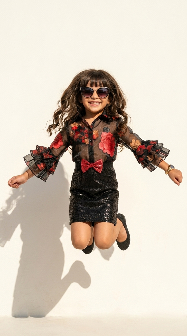 Scarlet Bloom Sequin Party Dress
