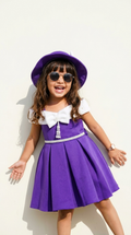 Royal Purple Bow Charm Girls Party Dress
