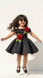 Midnight Rose Elegance Girls Party Dress
