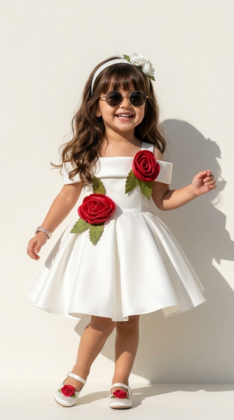 Ivory Rose Garden Girls Party Dress