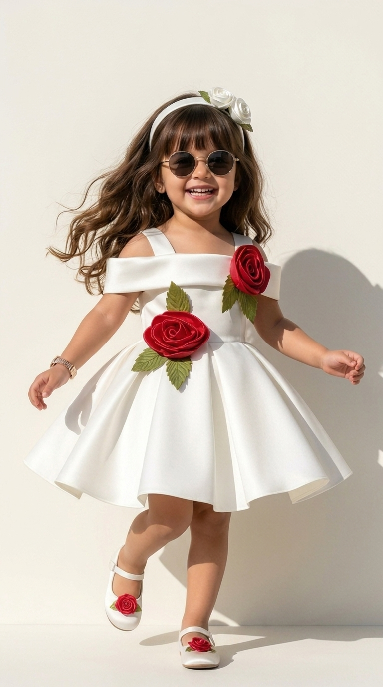 Ivory Rose Garden Girls Party Dress