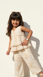 Ivory Butterfly Bloom Girls Co-Ord Set