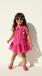 Fuchsia Bloom Girls Ruffle Party Dress