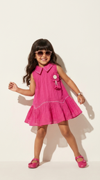 Fuchsia Bloom Girls Ruffle Party Dress