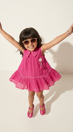 Fuchsia Bloom Girls Ruffle Party Dress