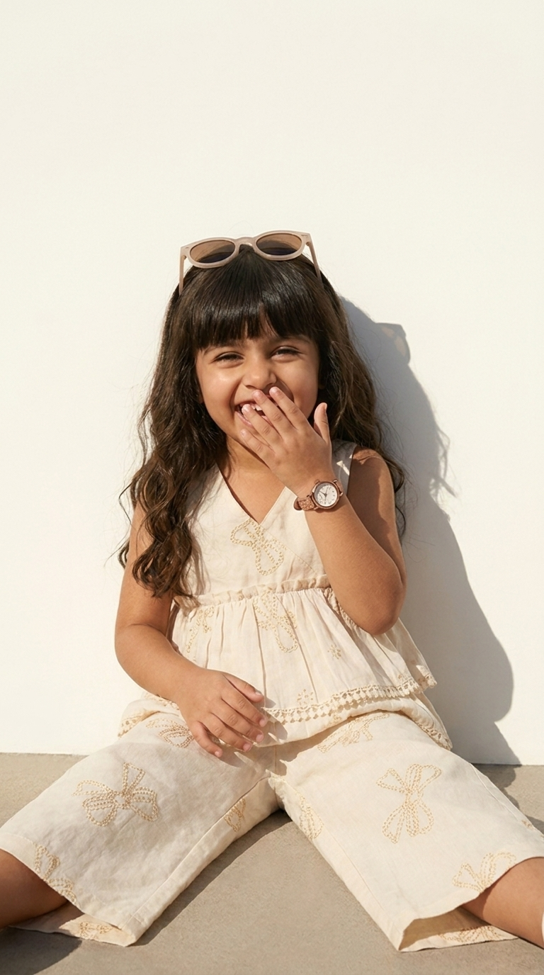 Ivory Butterfly Bloom Girls Co-Ord Set