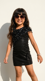 Midnight Sequin Draped Mini Dress