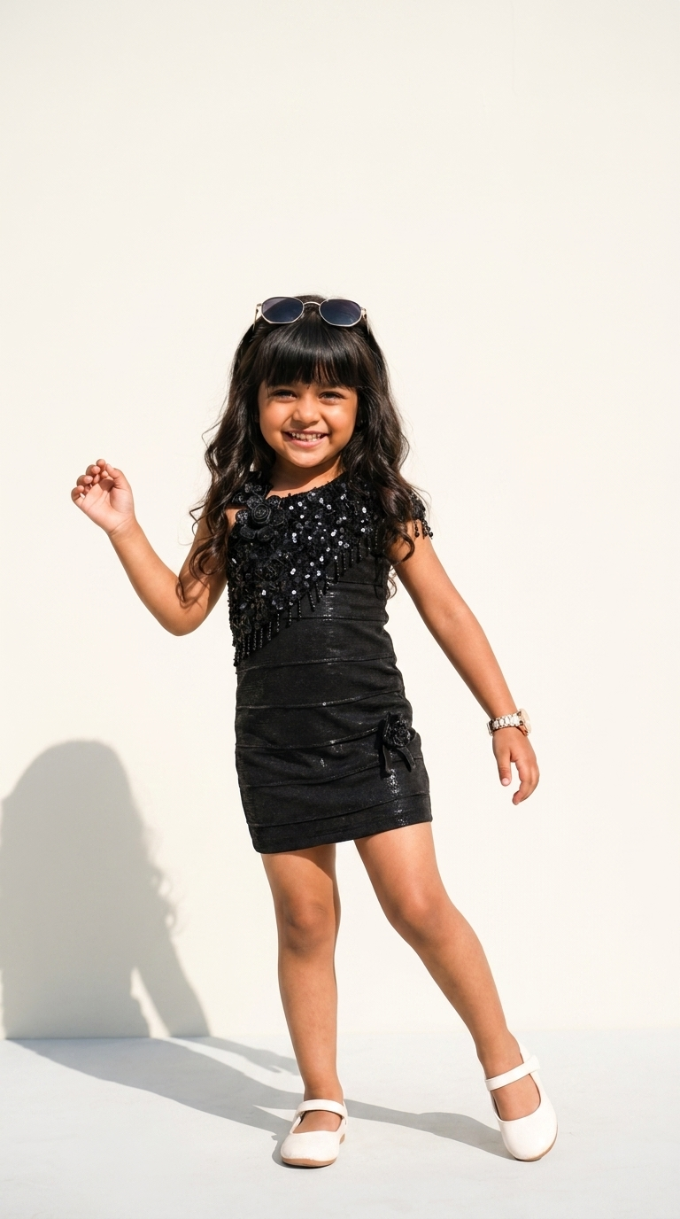 Midnight Sequin Draped Mini Dress