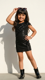 Midnight Sequin Draped Mini Dress