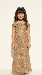 Golden Garden Floral Embroidered Gown