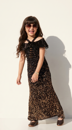 Midnight Glam Sequin Cape Gown