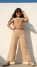 Golden Bloom Embellished Luxe Co-Ord Set