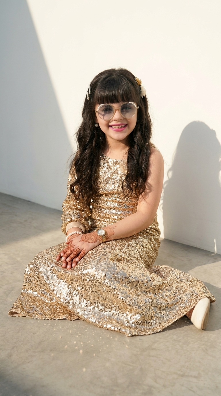 Golden Sequin Glamour Kids Party Dress