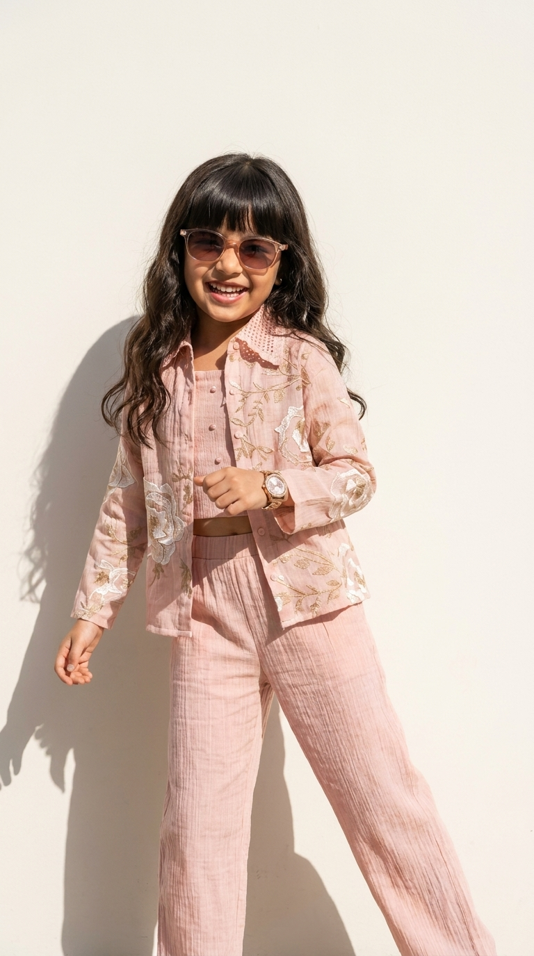 Blush Bloom Embroidered Co-Ord Set