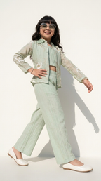 Mint Bloom Embroidered 3-Piece Co-Ord Set