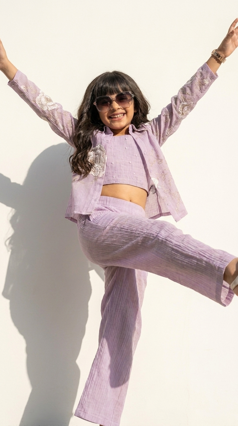 Lilac Bloom Embroidered Co-Ord Set