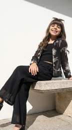 Midnight Floral Embroidered 3-Piece Co-Ord Set
