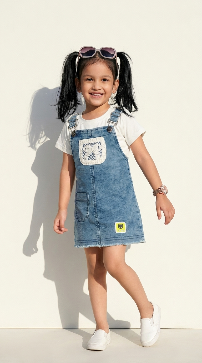 Denim Dreamy Patch Pinafore Set