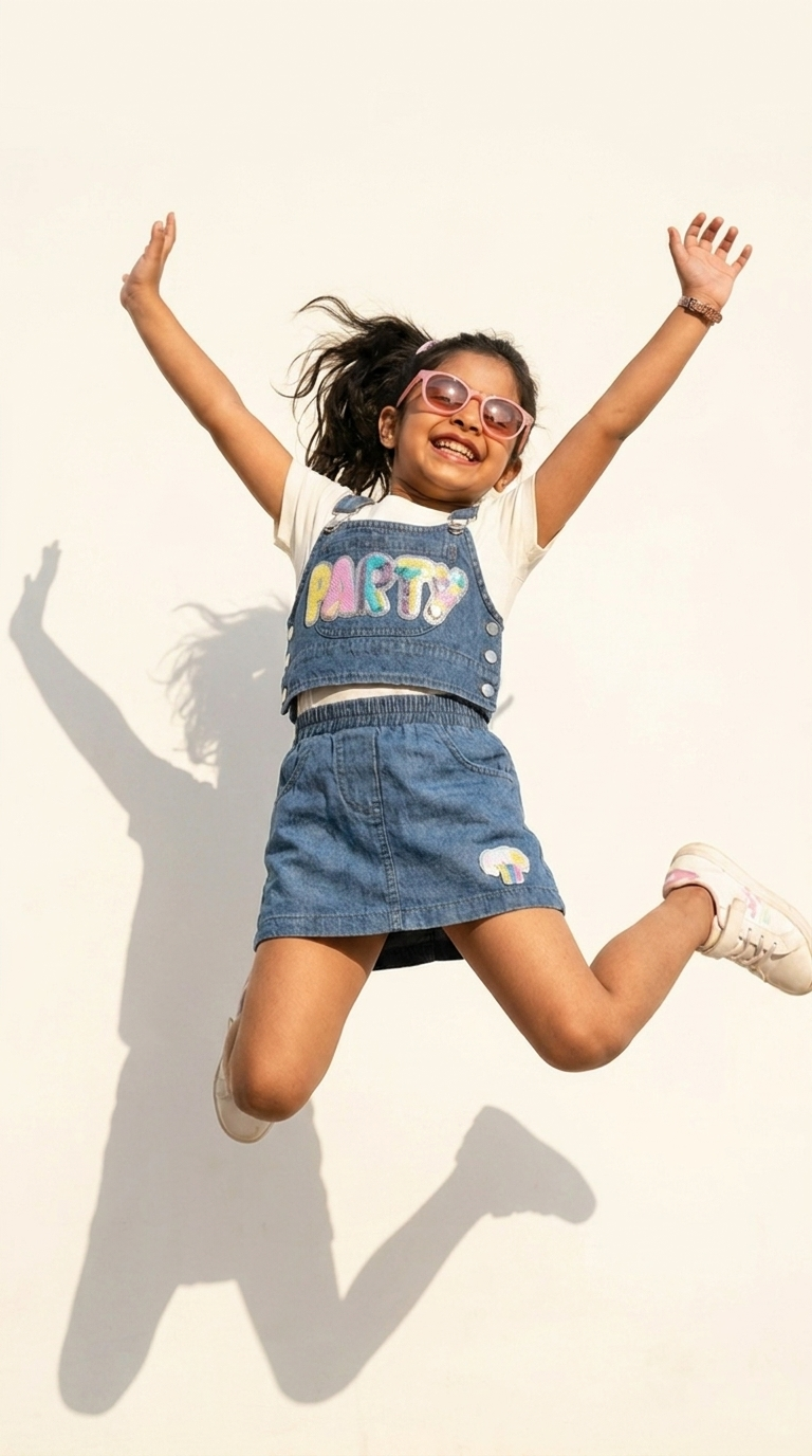 Rainbow Pop Denim Dungaree Set