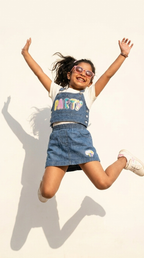Rainbow Pop Denim Dungaree Set