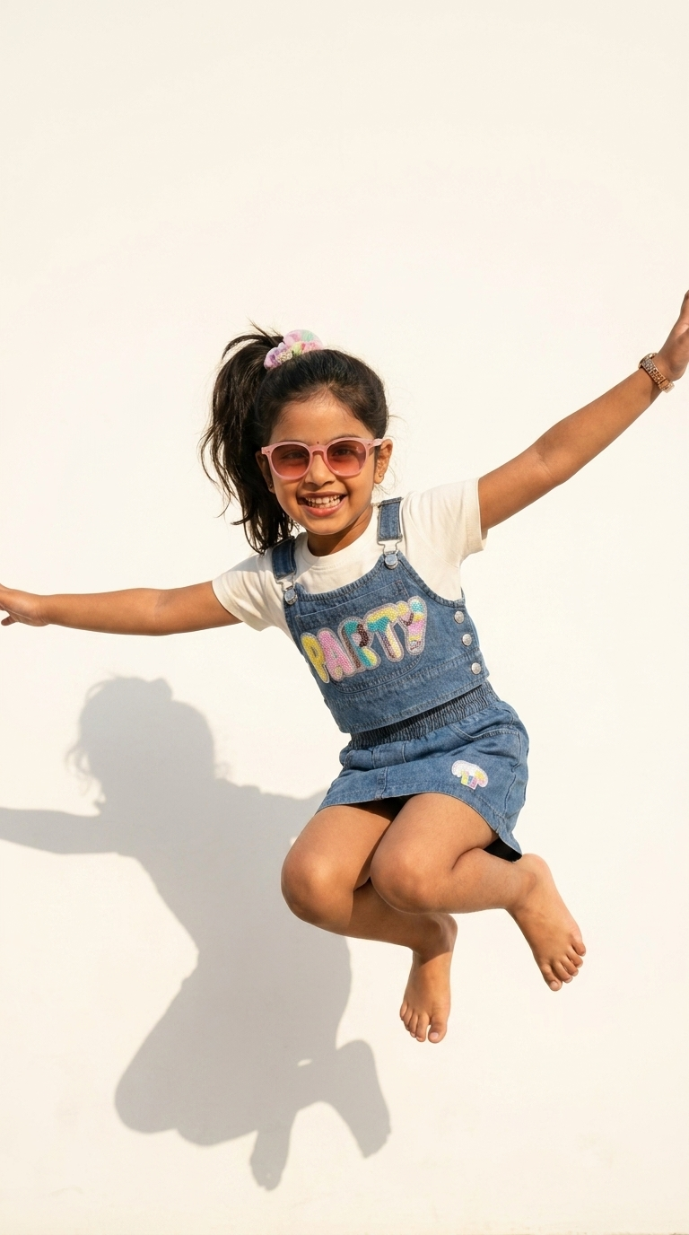 Rainbow Pop Denim Dungaree Set