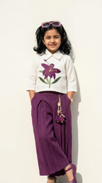 Purple Floral Embroidered Co-Ord Set