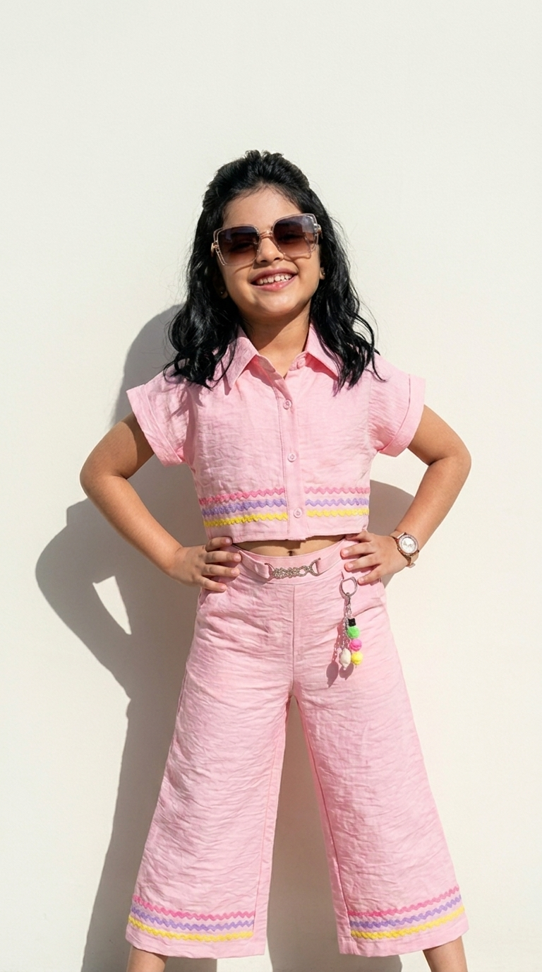 Pink Rainbow Stitch Co-Ord Set