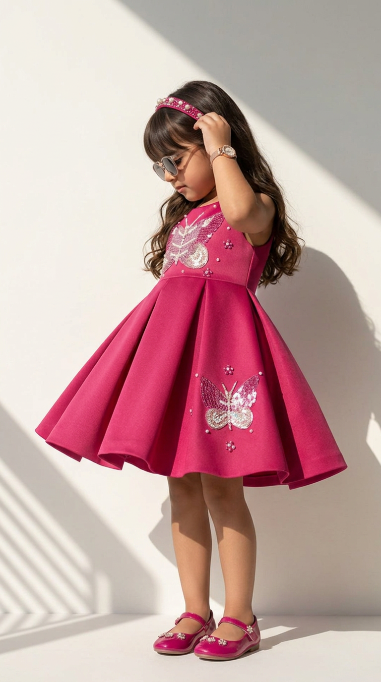 Fuchsia Butterfly Elegance Party Dress