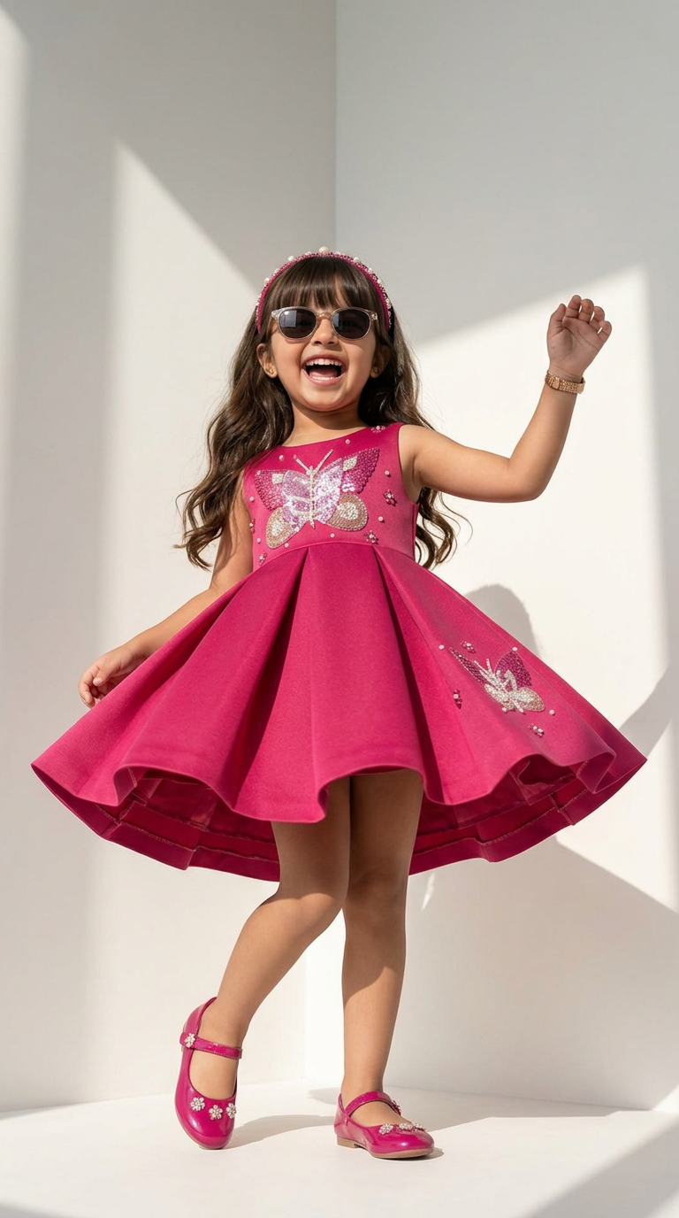 Fuchsia Butterfly Elegance Party Dress