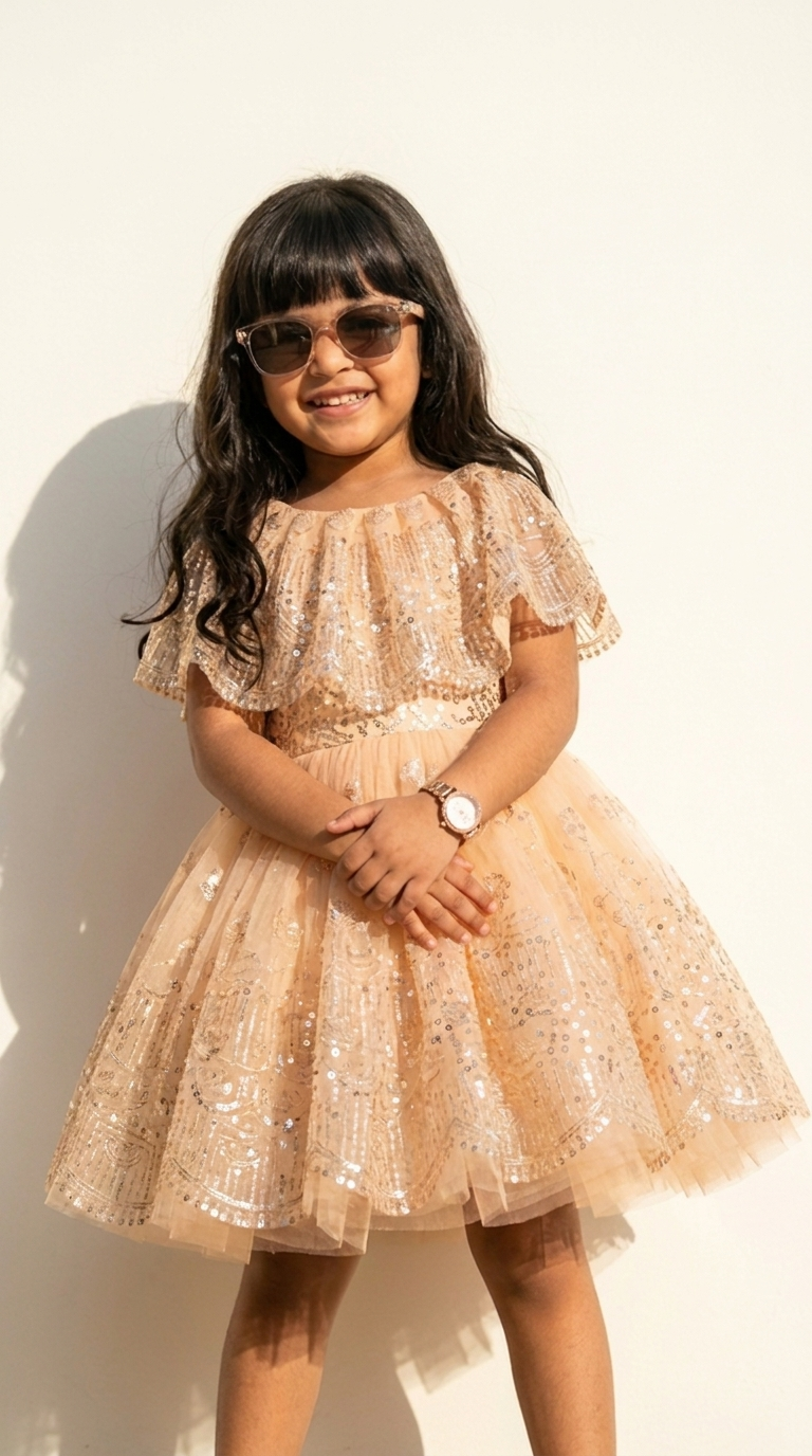 Peach Glow Sequin Princess Dress