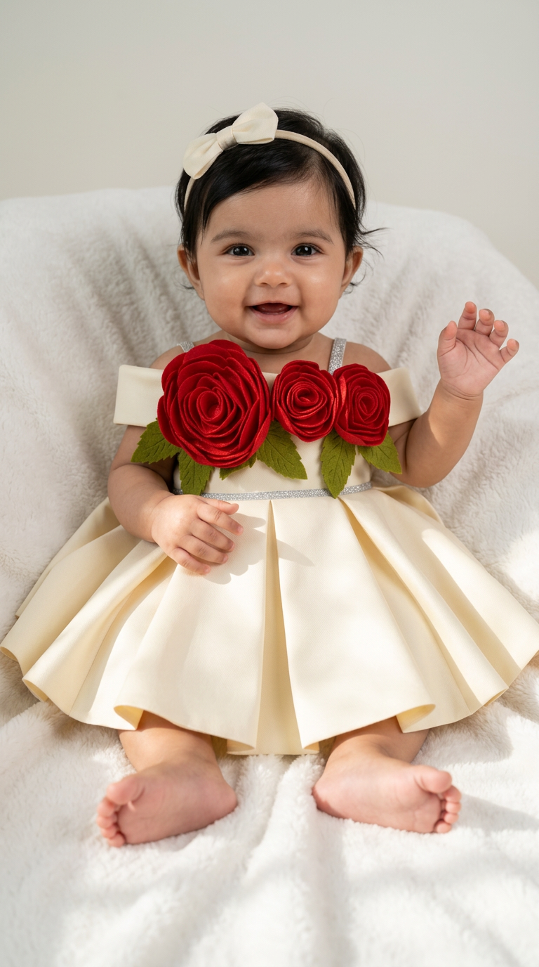 Rosy Bloom Baby Girl Party Dress