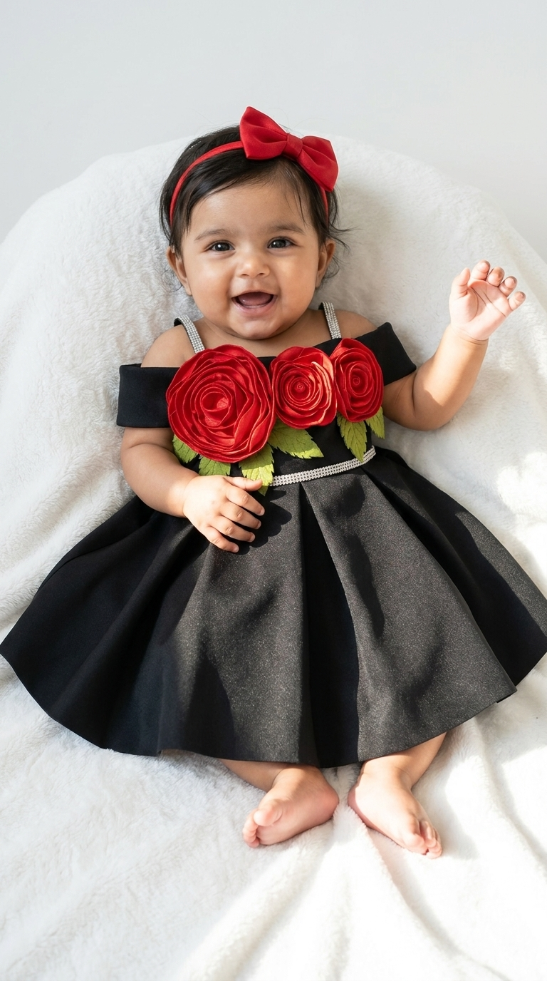 Midnight Rose Baby Girl Party Dress