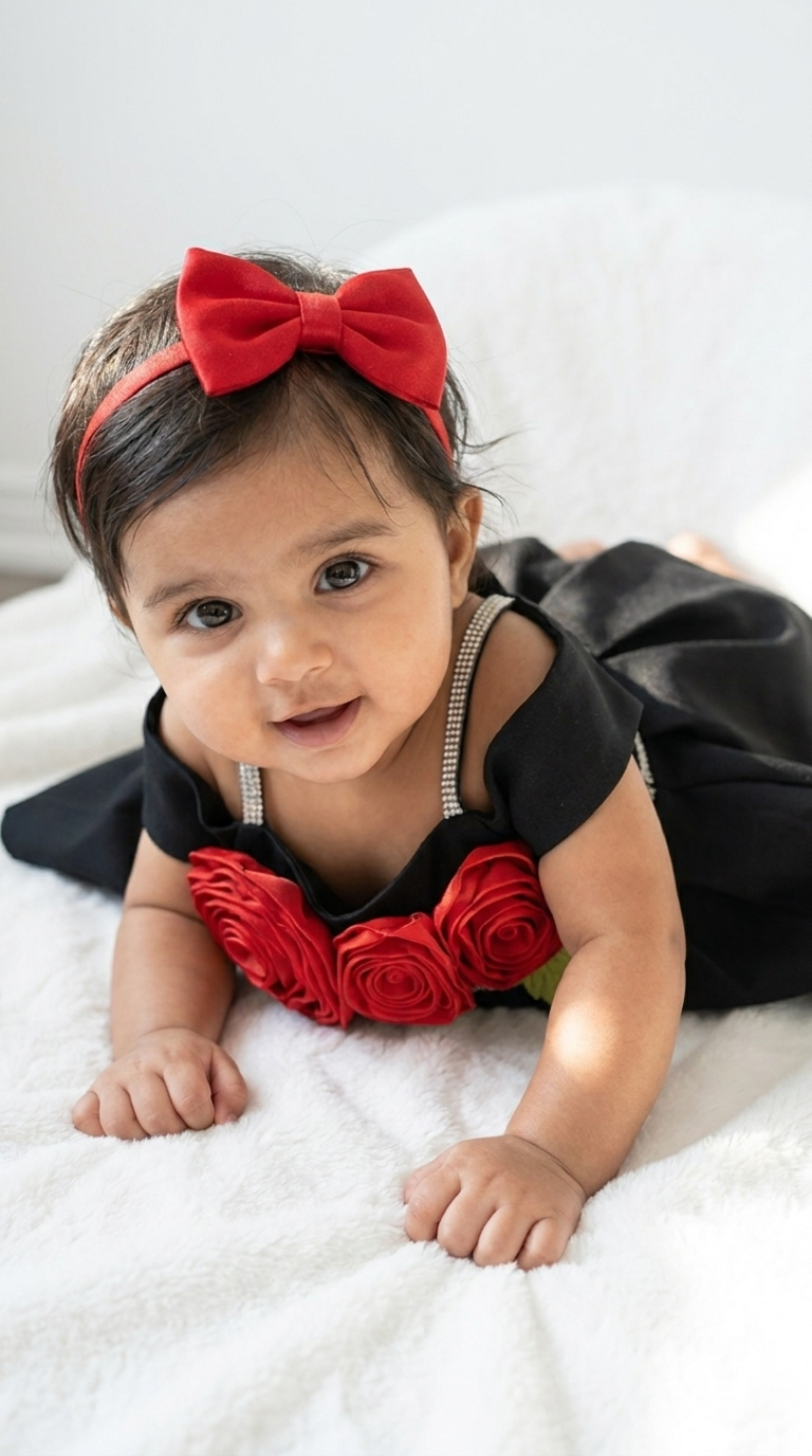 Midnight Rose Baby Girl Party Dress