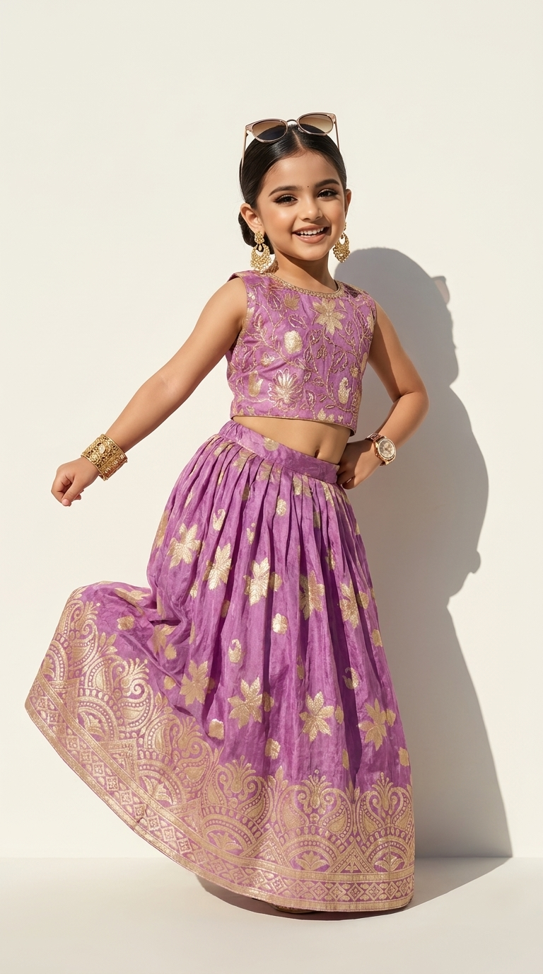 Ethnia Royal Lilac Jacquard Lehenga Set