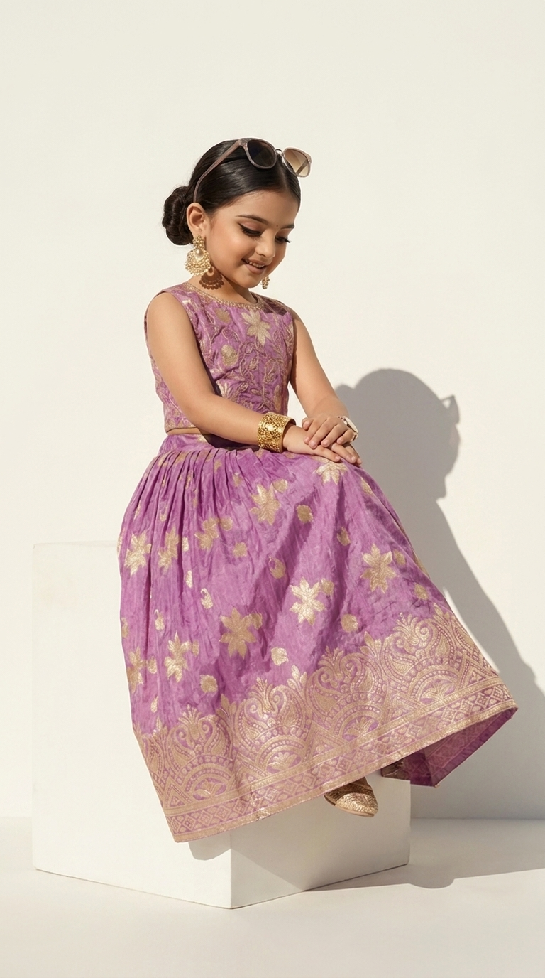 Ethnia Royal Lilac Jacquard Lehenga Set