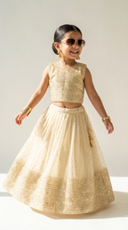 Royal Ivory Gold Brocade Lehenga Set
