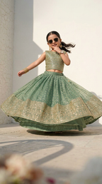 Emerald Gold Heritage Lehenga Set