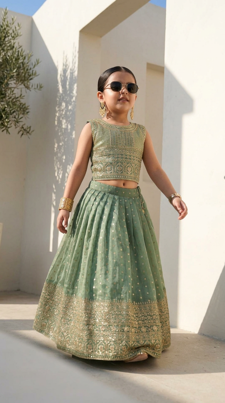 Emerald Gold Heritage Lehenga Set