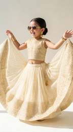 Royal Ivory Gold Brocade Lehenga Set