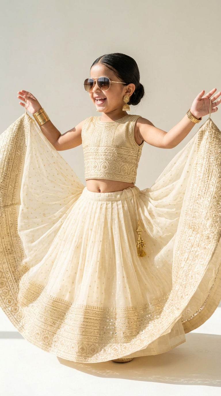 Royal Ivory Gold Brocade Lehenga Set