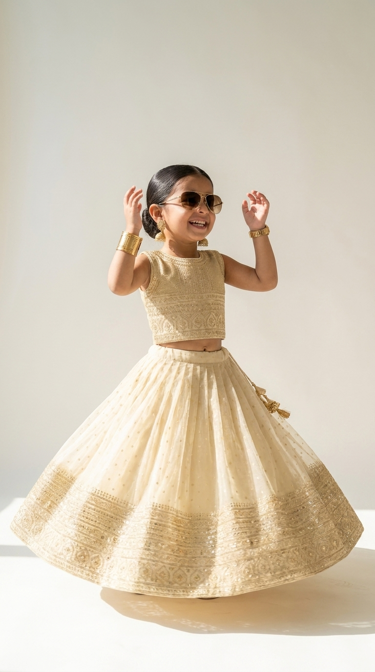 Royal Ivory Gold Brocade Lehenga Set