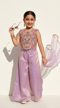 Lavender Floral Embroidered Palazzo Set