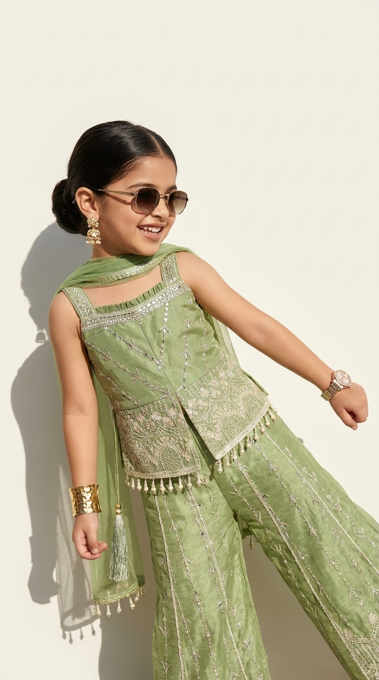 SAGE GREEN EMBROIDERED PALAZZO SET