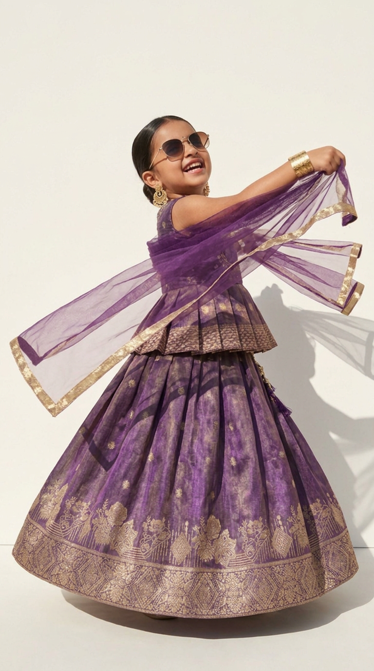 Royal Purple Peplum Lehenga Set