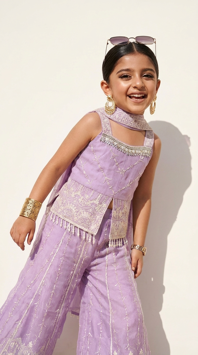 Lavender Embroidered Palazzo Set