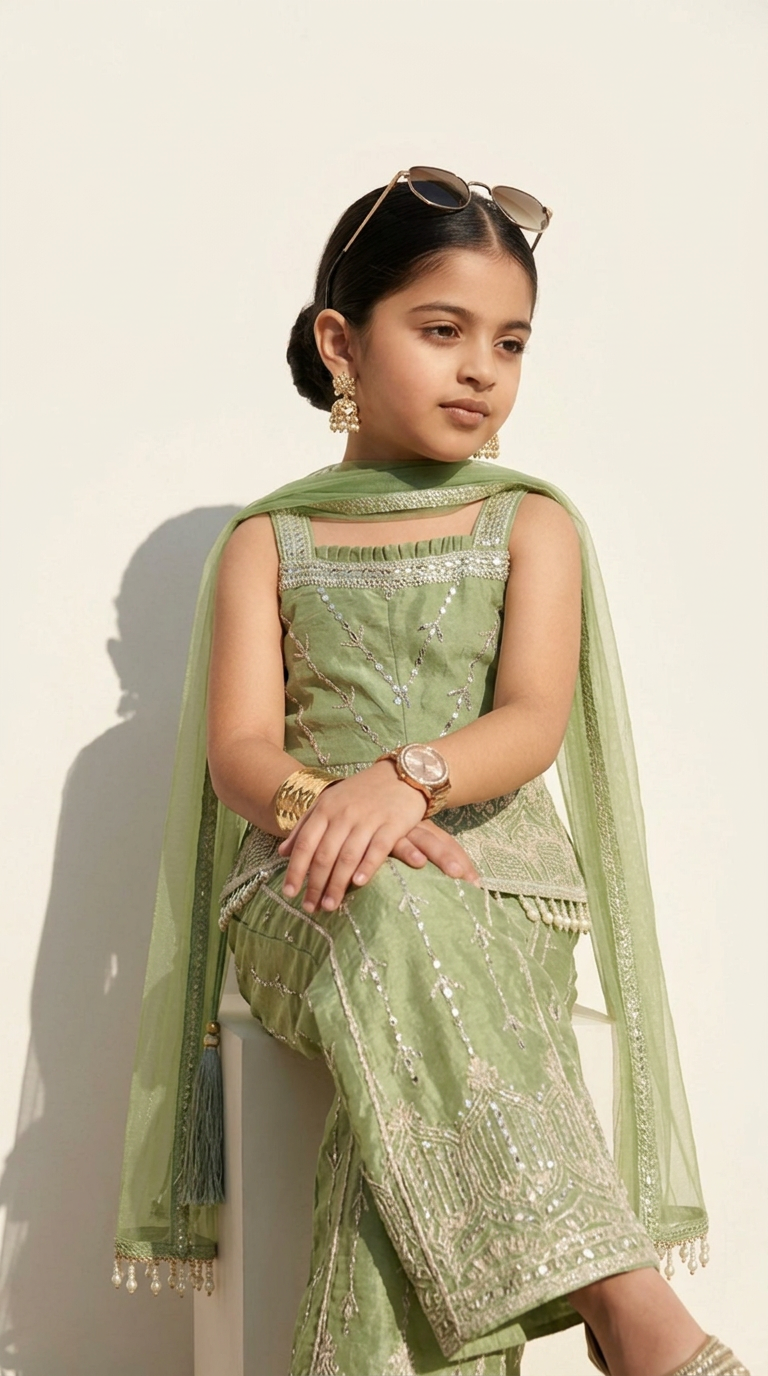 SAGE GREEN EMBROIDERED PALAZZO SET